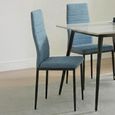 2 x Free Chairs - Breton Compact Dining Set - 4 Seater - 120cm - White Ceramic - 2x Lido Dining Chairs - Blue Fabric - Black Legs