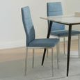 2 x Free Chairs - Breton Compact Dining Set - 4 Seater - 120cm - White Ceramic - 2x Lido Dining Chairs - Blue Fabric - Chrome Legs