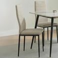 2 x Free Chairs - Breton Compact Dining Set - 4 Seater - 120cm - White Ceramic - 2x Lido Dining Chairs - Sand Fabric - Black Legs