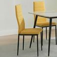 2 x Free Chairs - Breton Compact Dining Set - 4 Seater - 120cm - White Ceramic - 2x Lido Dining Chairs - Yellow Fabric - Black Legs