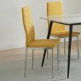 2 x Free Chairs - Breton Compact Dining Set - 4 Seater - 120cm - White Ceramic - 2x Lido Dining Chairs - Yellow Fabric - Chrome Legs