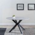 2 x Free Chairs - Novara Dining Set - 4 Seater - 130cm - Round - White Ceramic - 2x Lido Dining Chairs - Black Fabric - Black Legs