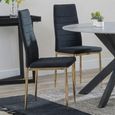 2 x Free Chairs - Novara Dining Set - 4 Seater - 130cm - Round - White Ceramic - 2x Lido Dining Chairs - Black Fabric - Gold Legs