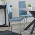 2 x Free Chairs - Novara Dining Set - 4 Seater - 130cm - Round - White Ceramic - 2x Lido Dining Chairs - Blue Fabric - Chrome Legs