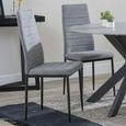 2 x Free Chairs - Novara Dining Set - 4 Seater - 130cm - Round - White Ceramic - 2x Lido Dining Chairs - Dark Grey Fabric - Black Legs