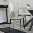 2 x Free Chairs - Novara Dining Set - 4 Seater - 130cm - Round - White Ceramic - 2x Lido Dining Chairs - Sand Fabric - Black Legs