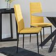 2 x Free Chairs - Novara Dining Set - 4 Seater - 130cm - Round - White Ceramic - 2x Lido Dining Chairs - Yellow Fabric - Black Legs