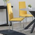 2 x Free Chairs - Novara Dining Set - 4 Seater - 130cm - Round - White Ceramic - 2x Lido Dining Chairs - Yellow Fabric - Chrome Legs