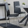 2 x Free Chairs - Novara Dining Set - 4 Seater - 130cm - Round - White Ceramic - 2x Metro Dining Chairs - Black Leather - Chrome Legs