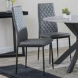 2 x Free Chairs - Novara Dining Set - 4 Seater - 130cm - Round - White Ceramic - 2x Metro Dining Chairs - Grey Leather - Black Legs