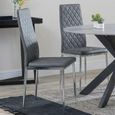 2 x Free Chairs - Novara Dining Set - 4 Seater - 130cm - Round - White Ceramic - 2x Metro Dining Chairs - Grey Leather - Chrome Legs