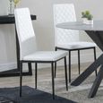2 x Free Chairs - Novara Dining Set - 4 Seater - 130cm - Round - White Ceramic - 2x Metro Dining Chairs - White Leather - Black Legs