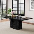Naples Dining Set - 6 Seater - 160cm - Black Marble - Cadiz Dining Chairs - Grey Leather