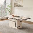 Venice Dining Set - 6 Seater - 160cm - Cream Marble - Paris Dining Chairs - Taupe Leather - Brown Legs