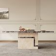 Venice Dining Set - 6 Seater - 160cm - Cream Marble - Paris Dining Chairs - Taupe Leather - Brown Legs