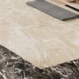 Venice Dining Set - 6 Seater - 160cm - Cream Marble - Paris Dining Chairs - Taupe Leather - Brown Legs