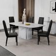 Antonio Dining Table - 8 Seater - 180cm - White Marble - Elite Dining Chair - Black Leather