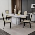 Antonio Dining Table - 8 Seater - 180cm - White Marble - Elite Dining Chair - Cream Leather