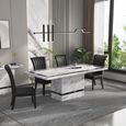 Rome Dining Set - 6 Seater - 160cm - Beige Marble - Cadiz Dining Chairs - Black Leather
