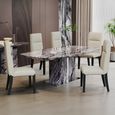 Saronno Dining Table - 8 Seater - 180cm - Grey Marble - Venezia Dining Chair - Cream Leather