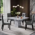 Turin Dining Set - 8 Seater - 140cm - Square - Grey Marble - Venezia Dining Chairs - Grey Leather