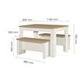 Highgate Dining Set - 2 Seater - 118cm - with 2 Benches - Cream Painted