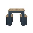 Highgate Dining Set - 2 Seater - 118cm - with 2 Benches - Navy Blue Painted