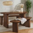 Axel Oval Dining Set - 6 Seater - 160cm - with 2 Benches - Walnut Fluted