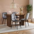 Axel Oval Dining Set - 6 Seater - 160cm - with 4 Grey Chairs - Walnut Fluted