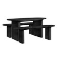 Axel Oval Dining Set - 6 Seater - 160cm - with 2 Benches - Black Fluted