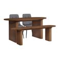 Axel Oval Dining Set - 6 Seater - 160cm - with 2 Grey Chairs and 1 Bench - Walnut Fluted