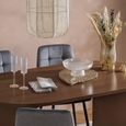 Axel Oval Dining Set - 6 Seater - 160cm - with 4 Grey Chairs - Walnut Fluted