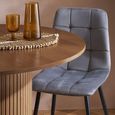 Axel Round Dining Set - 4 Seater - 120cm - with 4 Grey Chairs - Walnut Fluted