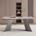 Taurus Dining Set - 6 Seater - 180cm - Beige Marble - Elite Dining Chairs - Grey Leather - High Back