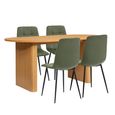 Axel Dining Set - 160cm - 6 Seater - Oval - Fluted - Oak - 4 Chair