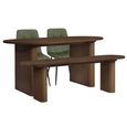 Axel Dining Set - 160cm - 6 Seater - Oval - Fluted - Walnut - 2 Chair and 1 Bench
