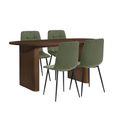 Axel Dining Set - 160cm - 6 Seater - Oval - Fluted - Walnut - 4 Chair