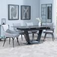 Alpha Black Ceramic Extending Dining Set - Ace Grey Fabric Swivel Dining Chair