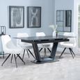 Alpha Black Ceramic Extending Dining Set - Arctic Cream Velvet Fabric Swivel Dining Chair