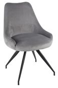 Alpha Black Ceramic Extending Dining Set - Arctic Grey Velvet Fabric Swivel Dining Chair