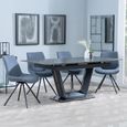 Alpha Black Ceramic Extending Dining Set - Boden Dark Grey Fabric Swivel Dining Chair