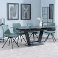 Alpha Black Ceramic Extending Dining Set - Boden Green Fabric Swivel Dining Chair