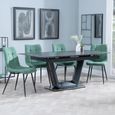 Alpha Black Ceramic Extending Dining Set - Corona Green Fabric Dining Chair