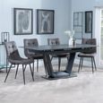 Alpha Black Ceramic Extending Dining Set - Corona Grey Fabric Dining Chair
