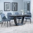 Alpha Black Ceramic Extending Dining Set - Darwin Dark Grey Fabric Dining Chair