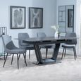 Alpha Black Ceramic Extending Dining Set - Darwin Grey Fabric Dining Chair