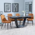 Alpha Black Ceramic Extending Dining Set - Darwin Orange Fabric Dining Chair