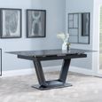 Alpha Black Ceramic Extending Dining Set - Ion Dark Grey Velvet Fabric Swivel Dining Chair