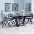 Alpha Black Ceramic Extending Dining Set - Ion Dark Grey Velvet Fabric Swivel Dining Chair