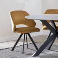 Alpha Black Ceramic Extending Dining Set - Ion Mustard Velvet Fabric Swivel Dining Chair